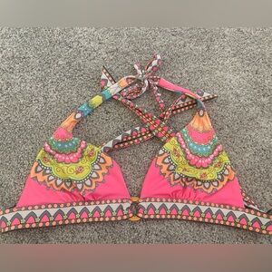 Victoria's Secret Pink & Multicolor Floral Triangle Bikini Top SZ L